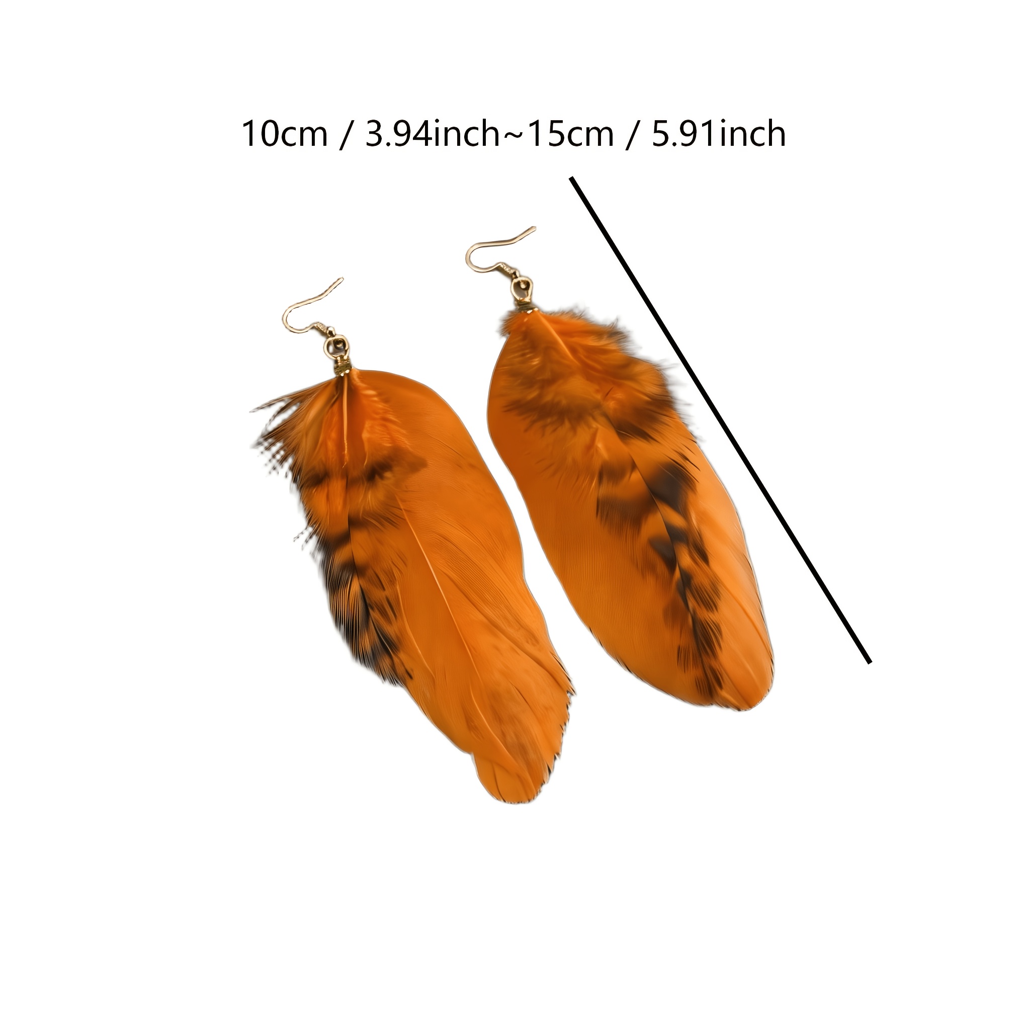 Women's Vibrant Long Artificial Feather Earrings with Gold-Plated Hooks